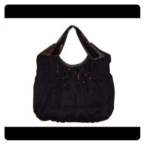 Black purse with bead detailing
